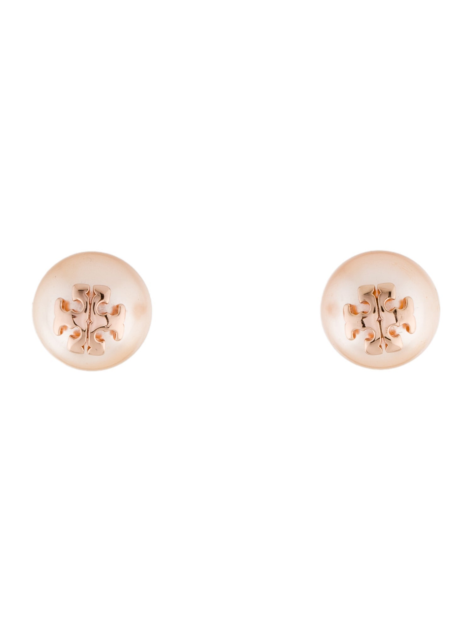 Tory Burch Faux Pearl Logo Stud Earrings