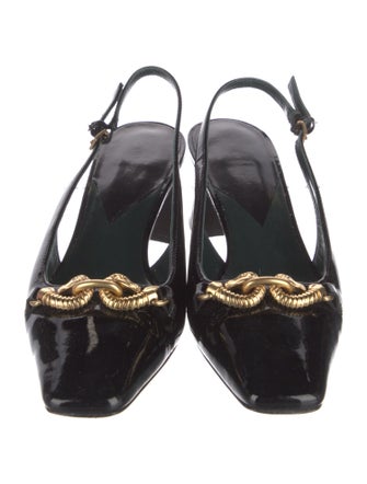 Tory Burch Patent Leather Studded Accents Slingback Pumps