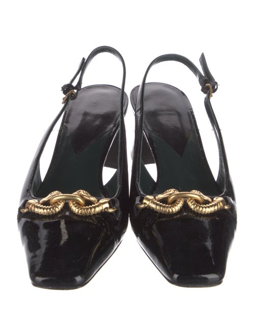 Tory Burch Patent Leather Studded Accents Slingback Pumps