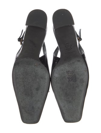 Tory Burch Patent Leather Studded Accents Slingback Pumps