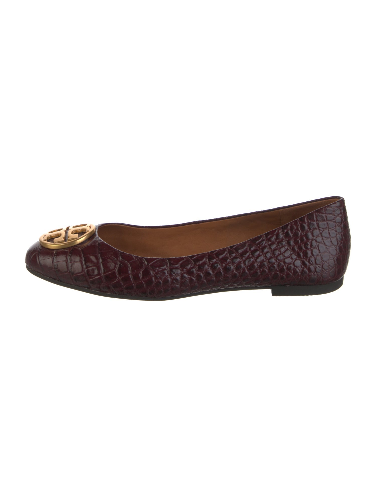Tory Burch Embossed Leather Animal Print Ballet Flats
