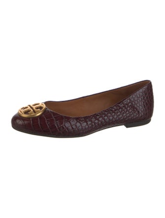 Tory Burch Embossed Leather Animal Print Ballet Flats