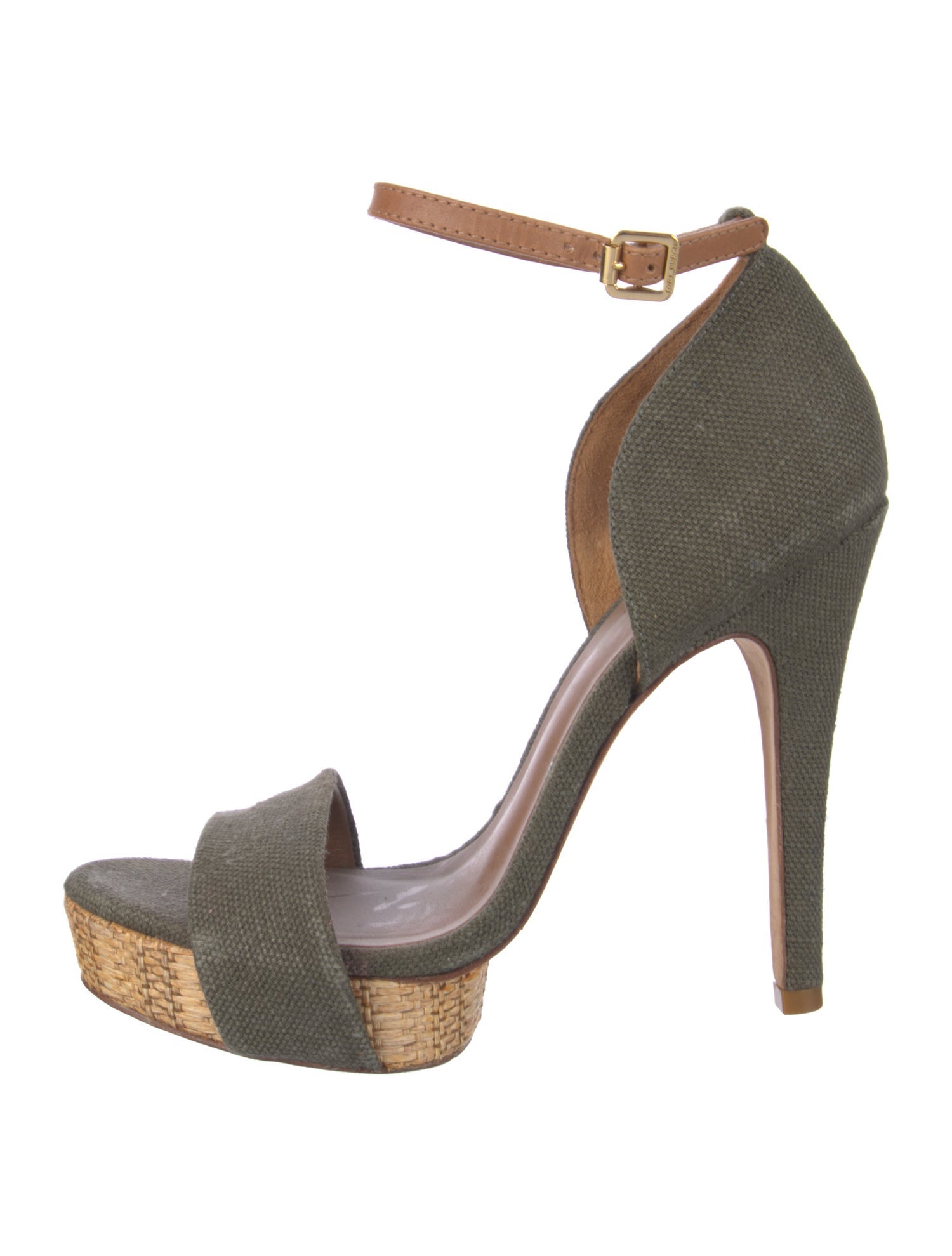 Tory Burch Canvas Leather Trim Embellishment Sandals