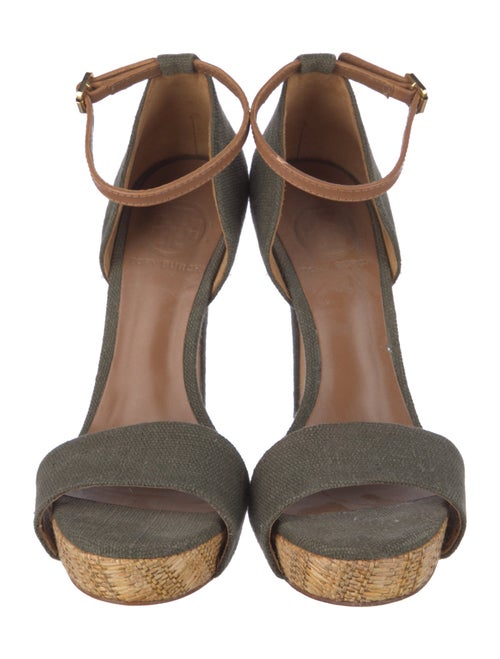 Tory Burch Canvas Leather Trim Embellishment Sandals