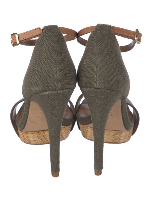 Tory Burch Canvas Leather Trim Embellishment Sandals