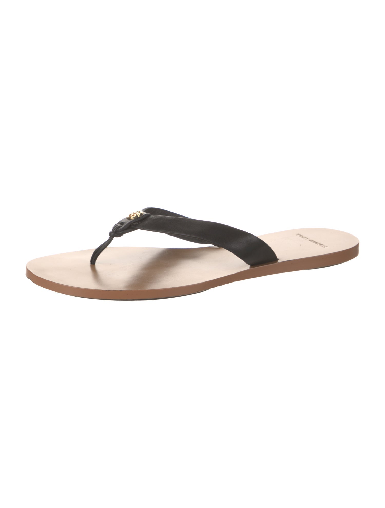 Tory Burch Signature Logo Leather Slides