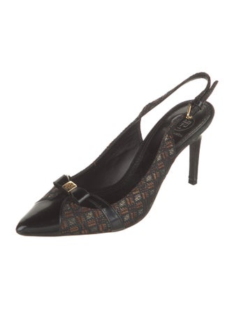 Tory Burch Printed Bow Accents Slingback Pumps