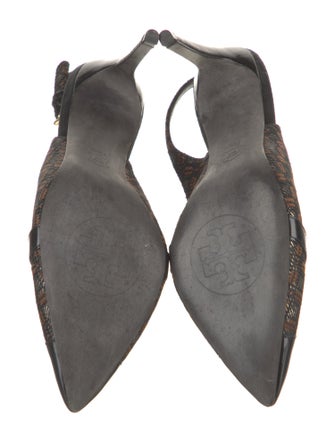 Tory Burch Printed Bow Accents Slingback Pumps