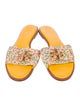 Tory Burch Leather Floral Print Slides
