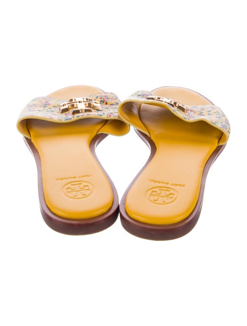 Tory Burch Leather Floral Print Slides