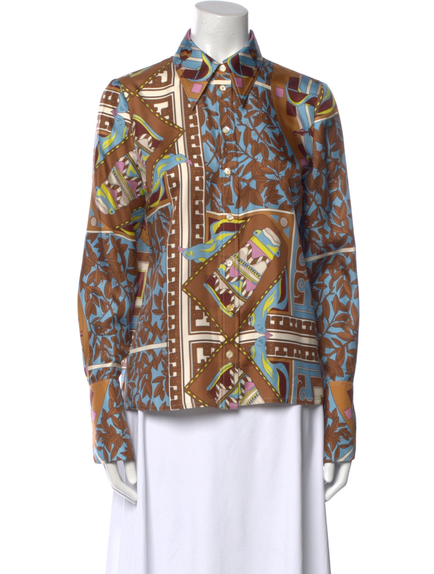 Tory Burch Silk Printed Button-Up Top
