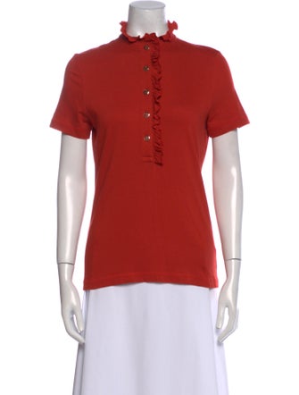 Tory Burch Mock Neck Short Sleeve Polo