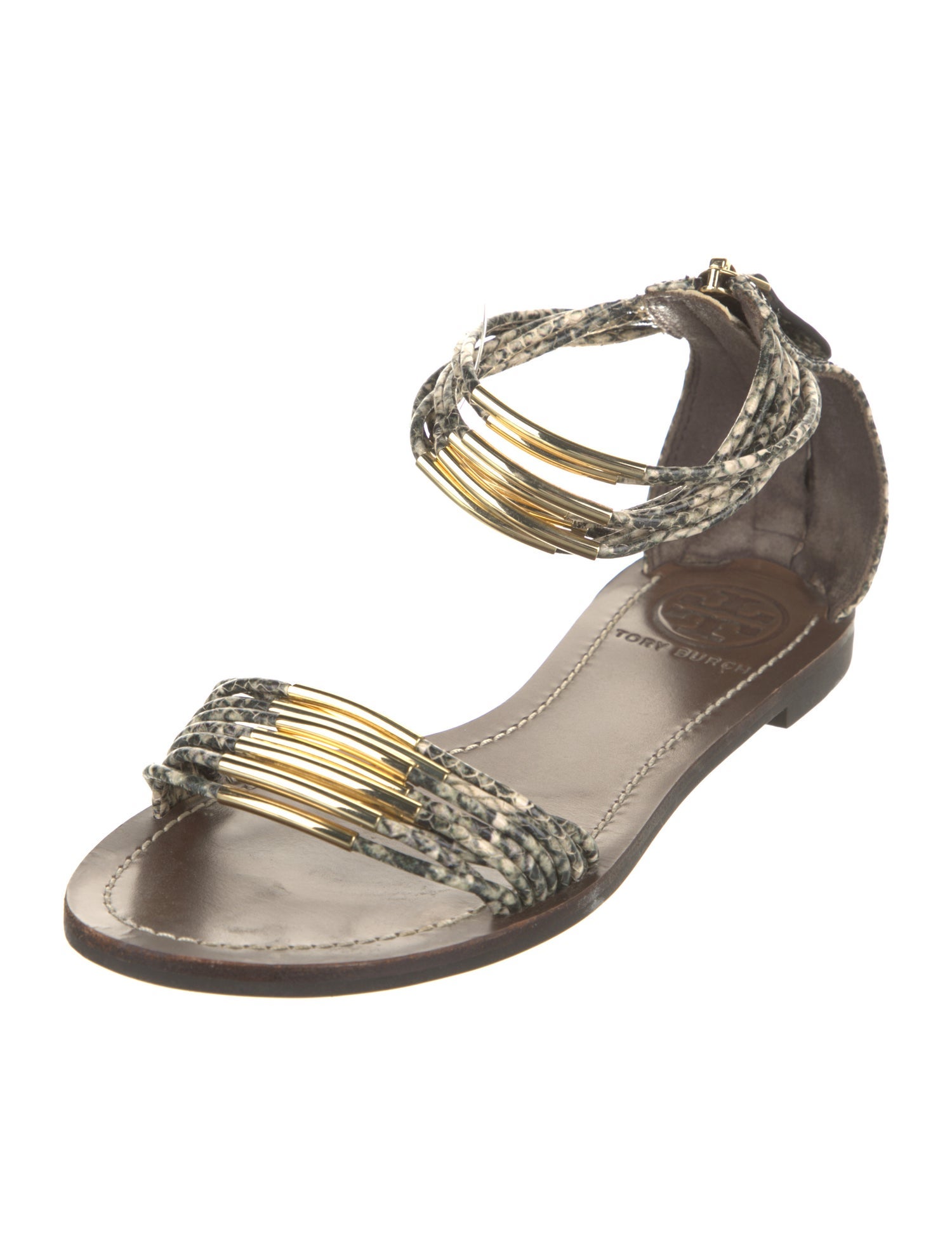 Tory Burch Leather Animal Print Sandals