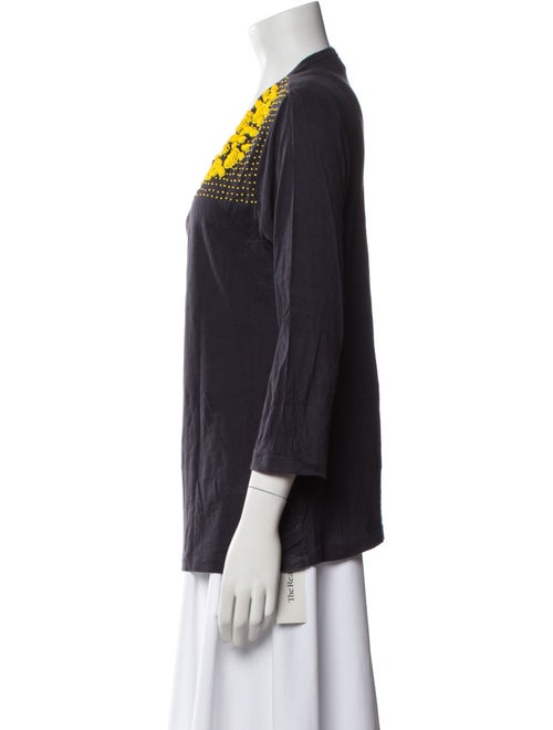 Tory Burch Scoop Neck Three-Quarter Sleeve Blouse