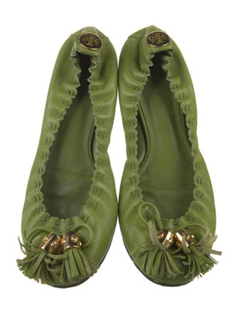 Tory Burch Leather Bow Accents Ballet Flats