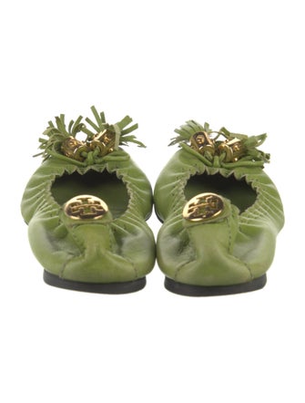 Tory Burch Leather Bow Accents Ballet Flats