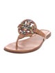 Tory Burch Leather Crystal Embellishments Slides