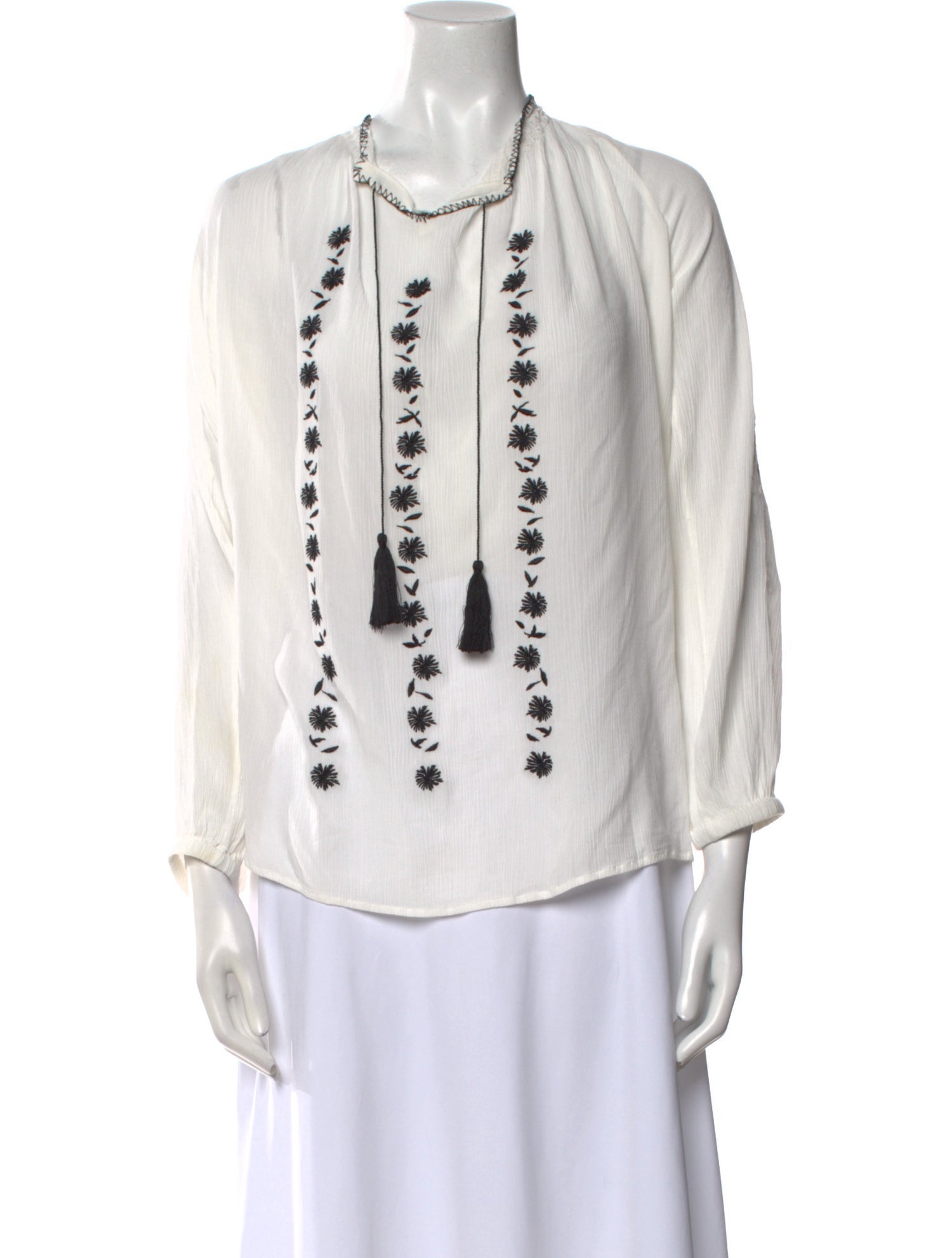 Tory Burch V-Neck Long Sleeve Blouse