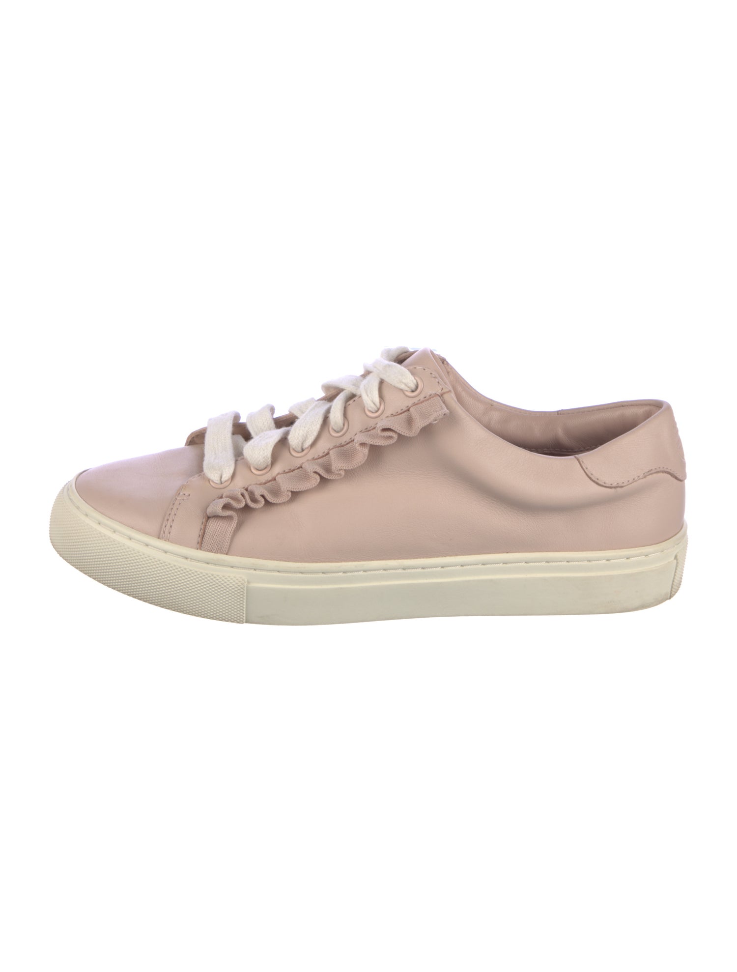 Tory Burch Leather Ruffle Embellishment Sneakers