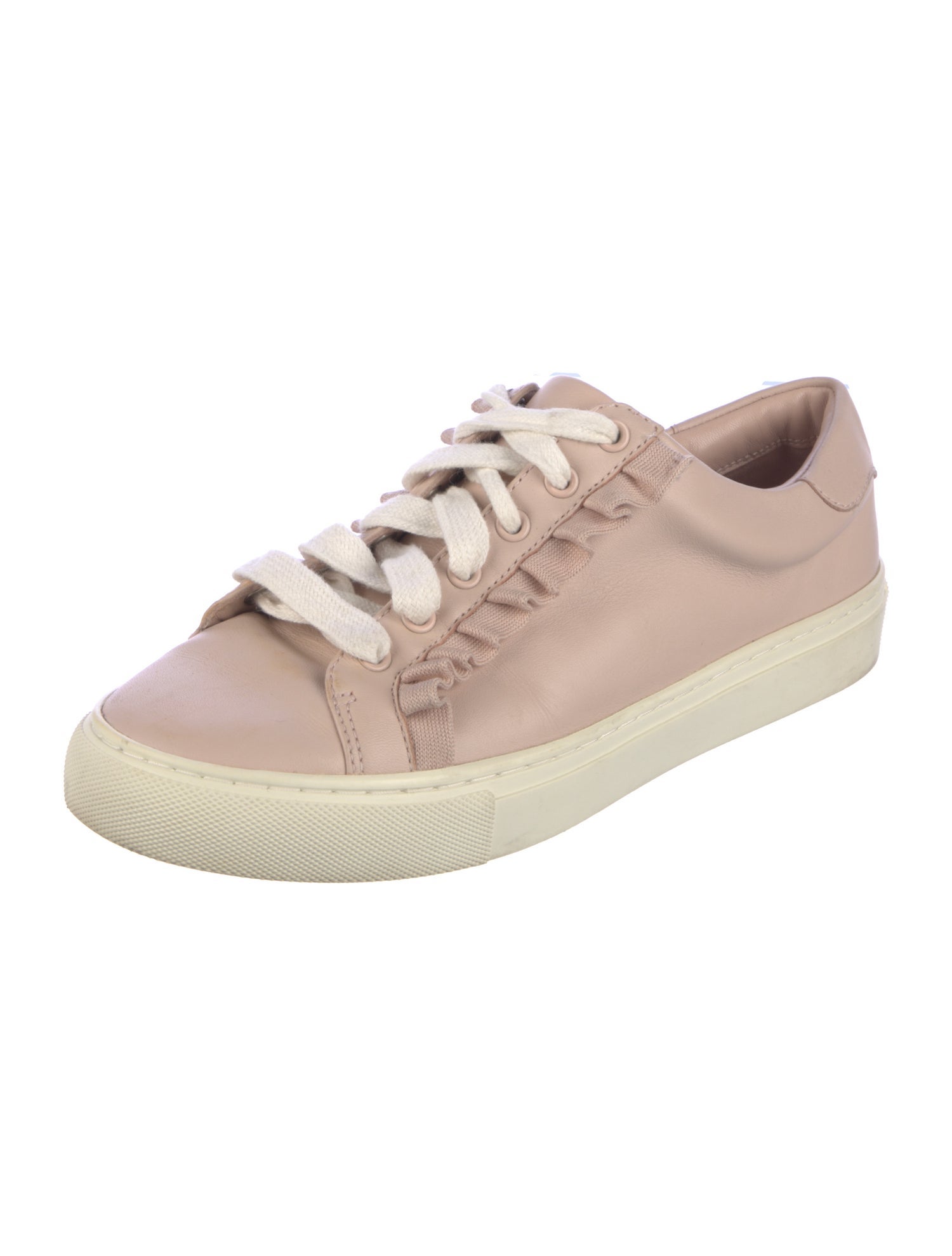 Tory Burch Leather Ruffle Embellishment Sneakers
