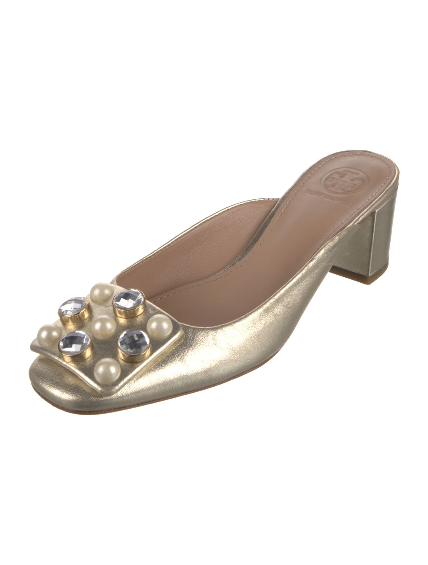 Tory Burch Leather Crystal Embellishments Flats
