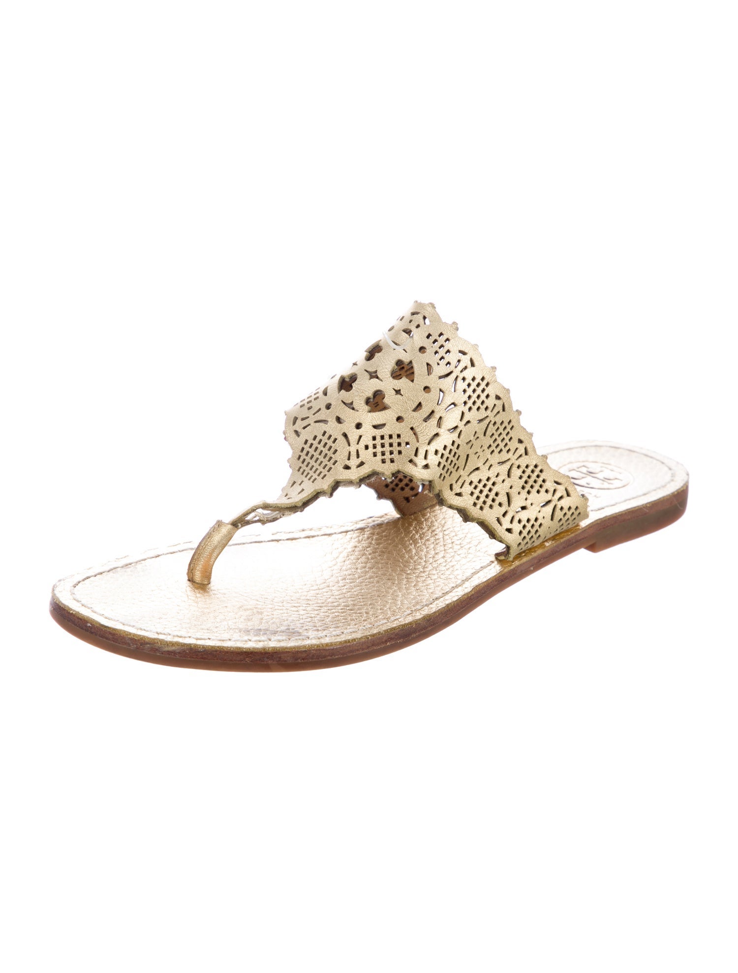Tory Burch Leather Lasercut Accents Slides