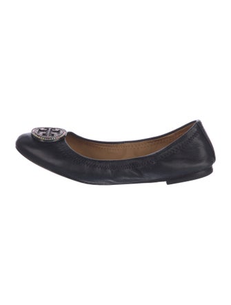 Tory Burch Leather Crystal Embellishments Ballet Flats