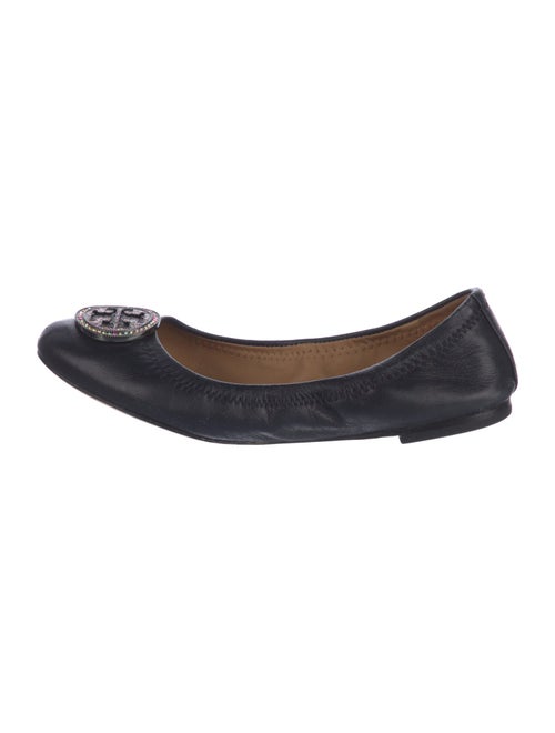 Tory Burch Leather Crystal Embellishments Ballet Flats