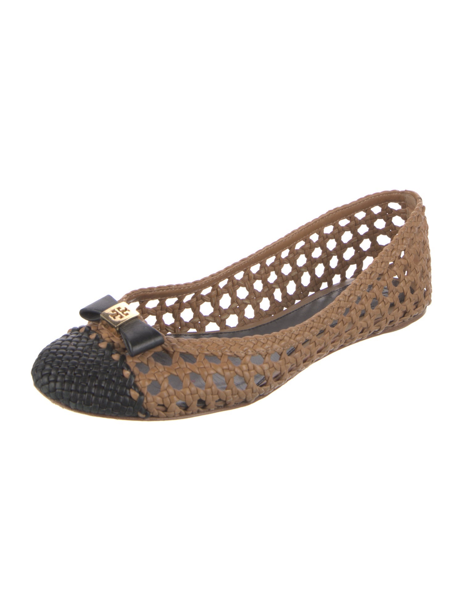 Tory Burch Leather Colorblock Pattern Ballet Flats