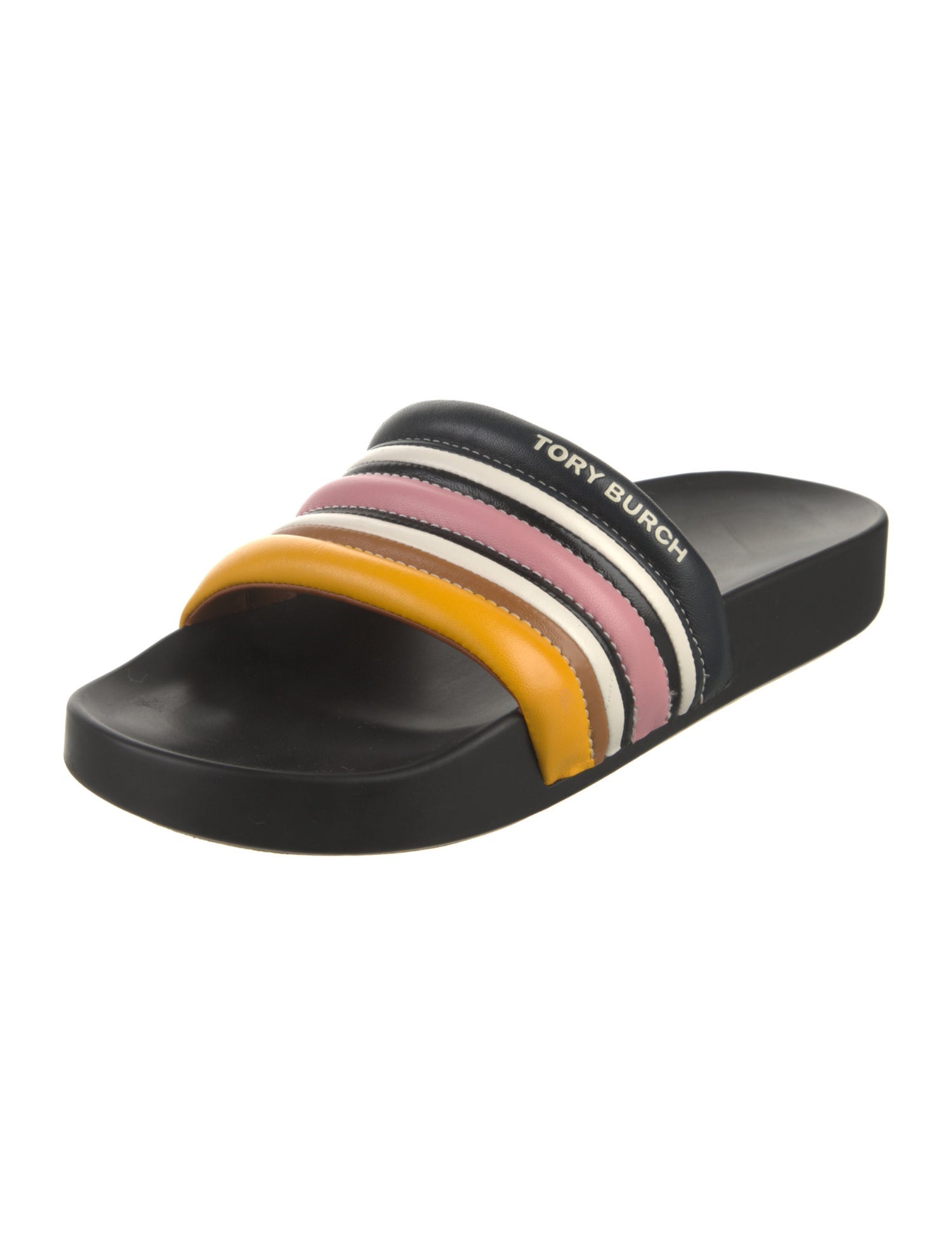 Tory Burch Leather Striped Slides