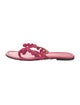 Tory Burch Patent Leather Pom-Pom Embellishments Slides