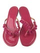 Tory Burch Patent Leather Pom-Pom Embellishments Slides