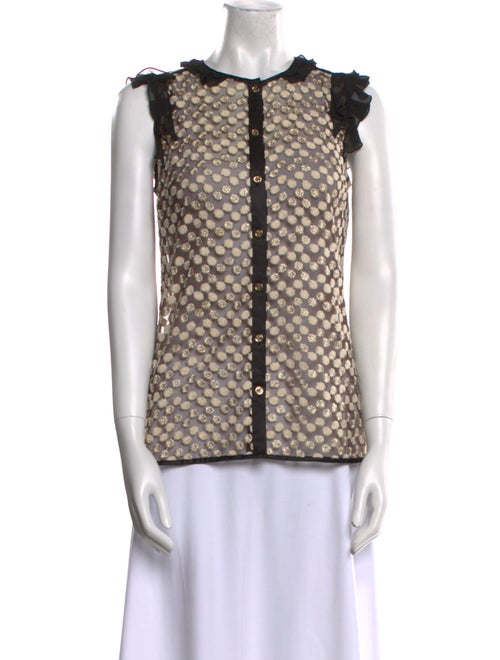 Tory Burch Printed Crew Neck Blouse