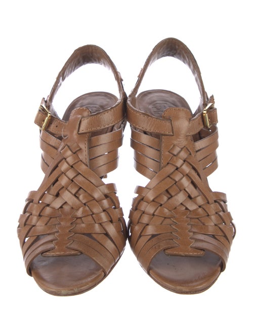 Tory Burch Leather Braided Accents Slingback Sandals