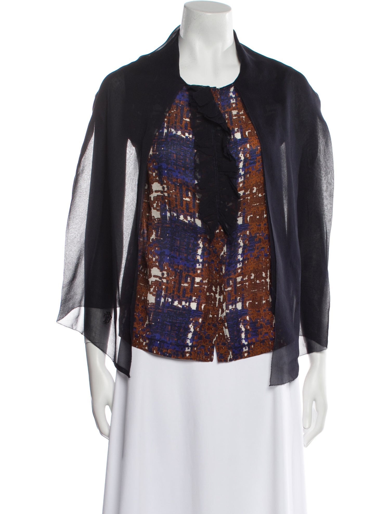 Tory Burch Wool Printed Button-Up Top