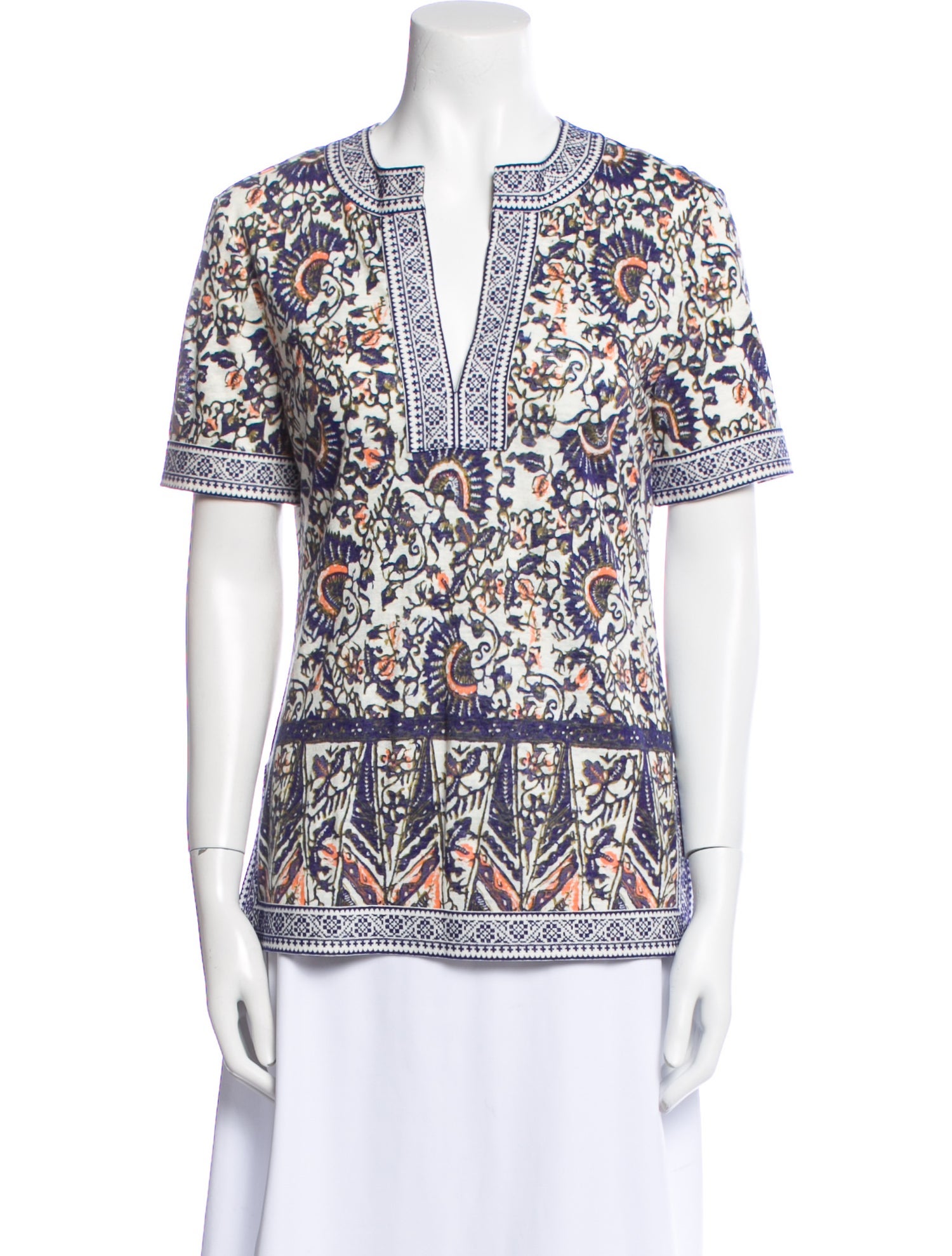 Tory Burch Linen Floral Print Tunic