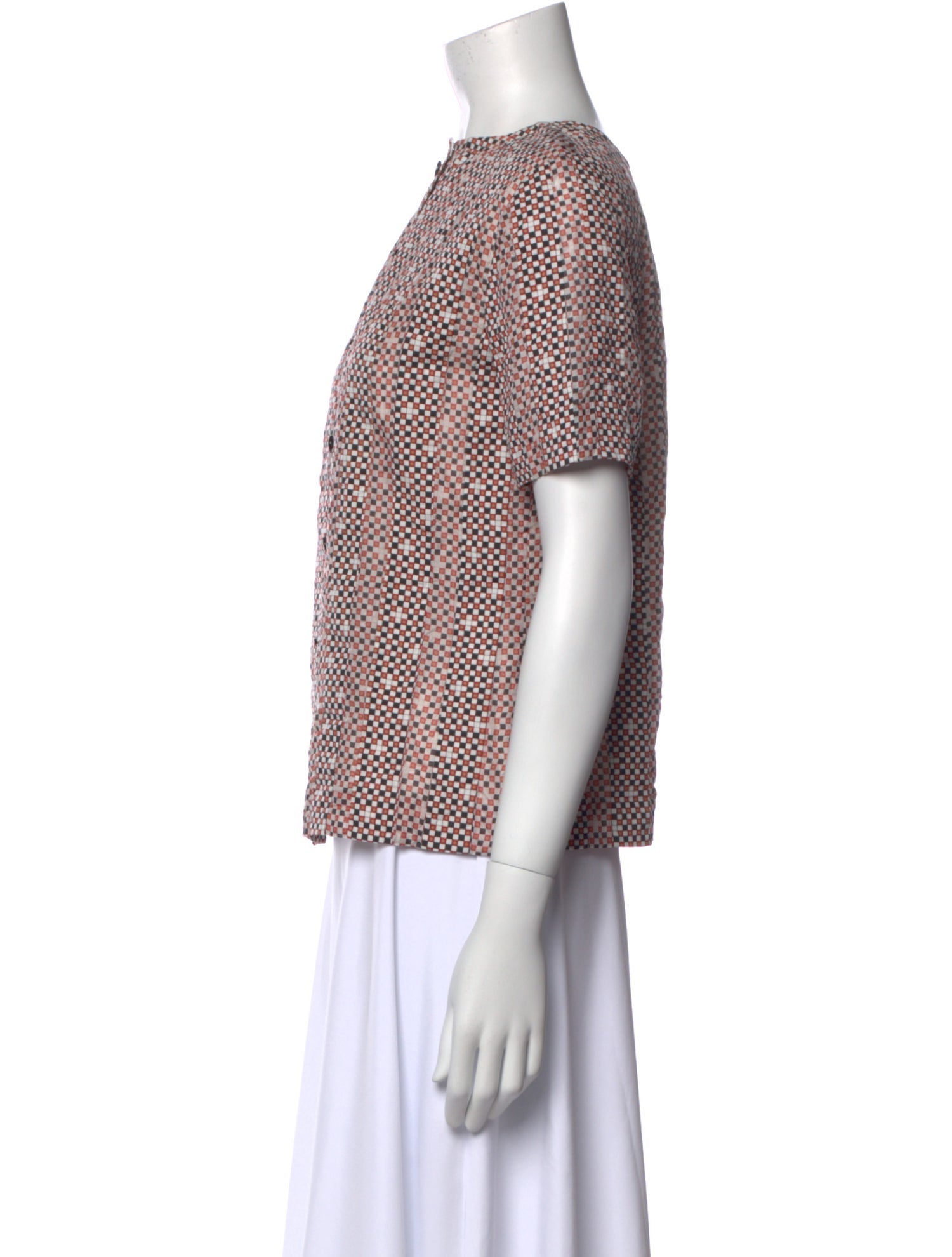 Tory Burch Plaid Print Bateau Neckline Blouse