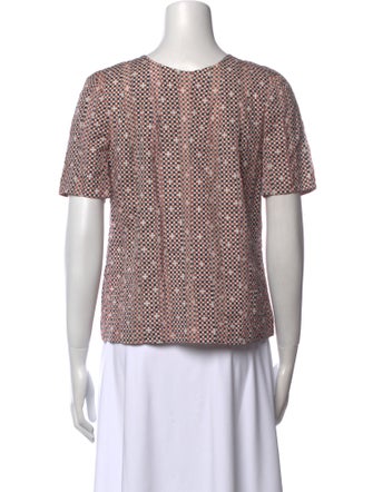 Tory Burch Plaid Print Bateau Neckline Blouse