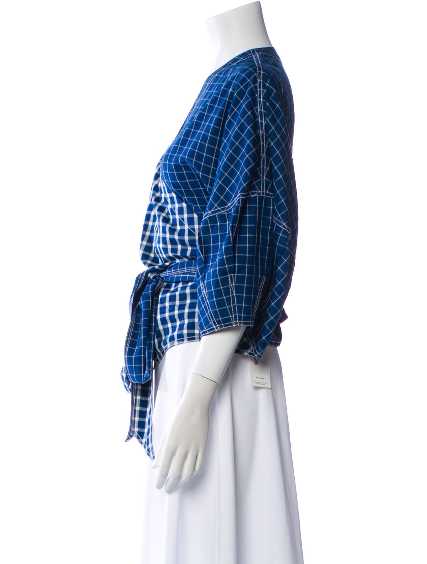 Tory Burch Silk Plaid Print Button-Up Top