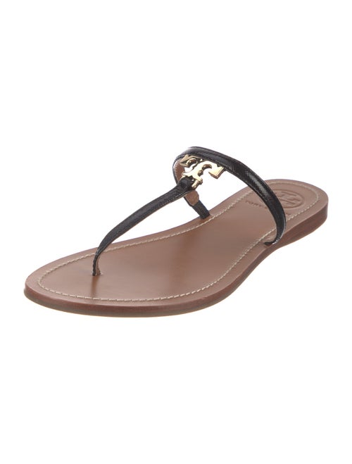 Tory Burch Leather Bow Accents T-Strap Sandals