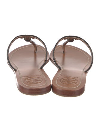 Tory Burch Leather Bow Accents T-Strap Sandals