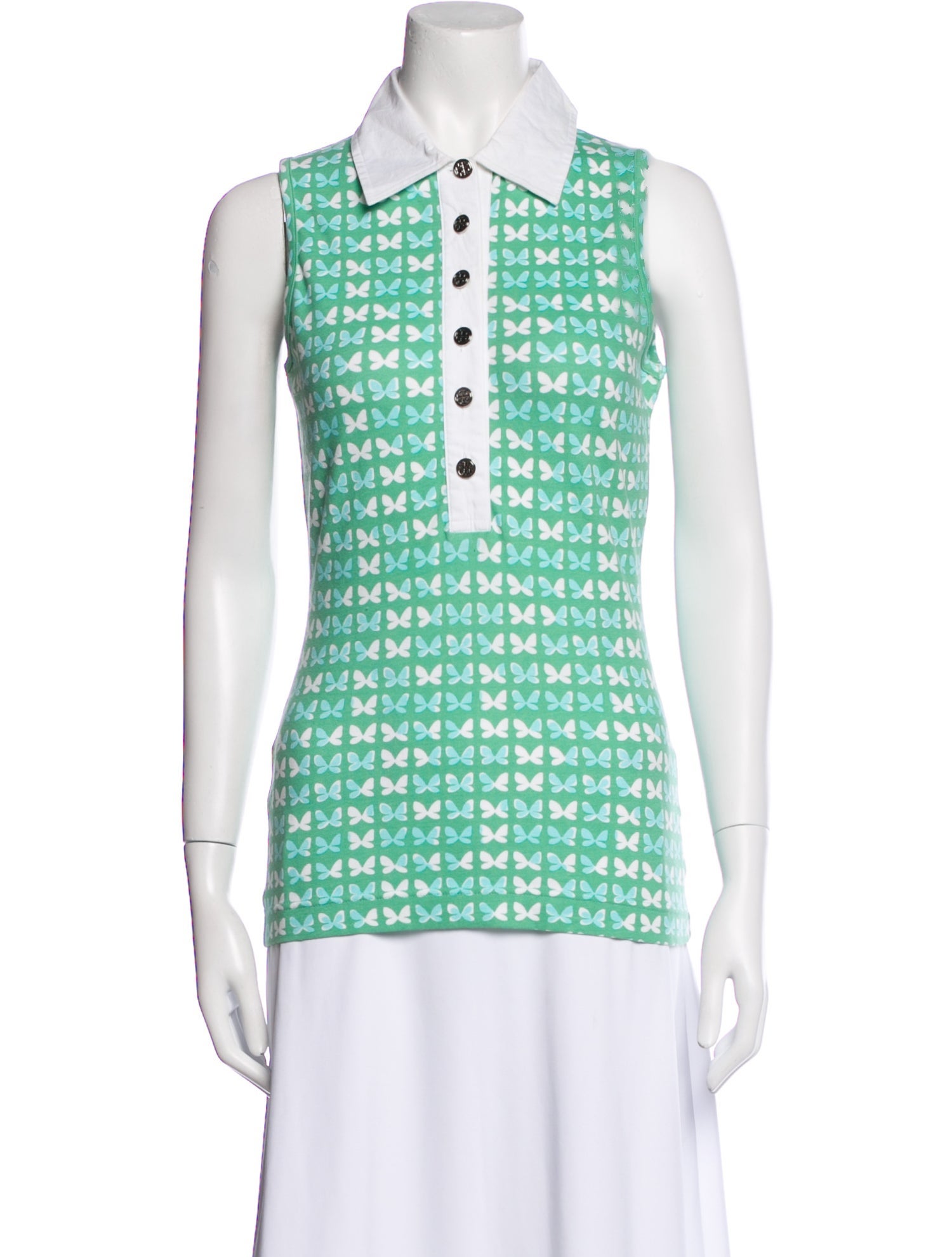 Tory Burch Printed Sleeveless Polo