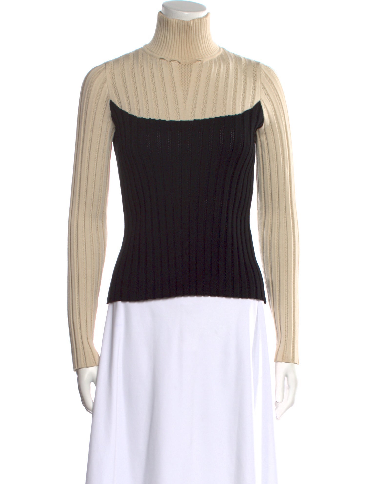 Tory Burch Colorblock Pattern Turtleneck Sweater