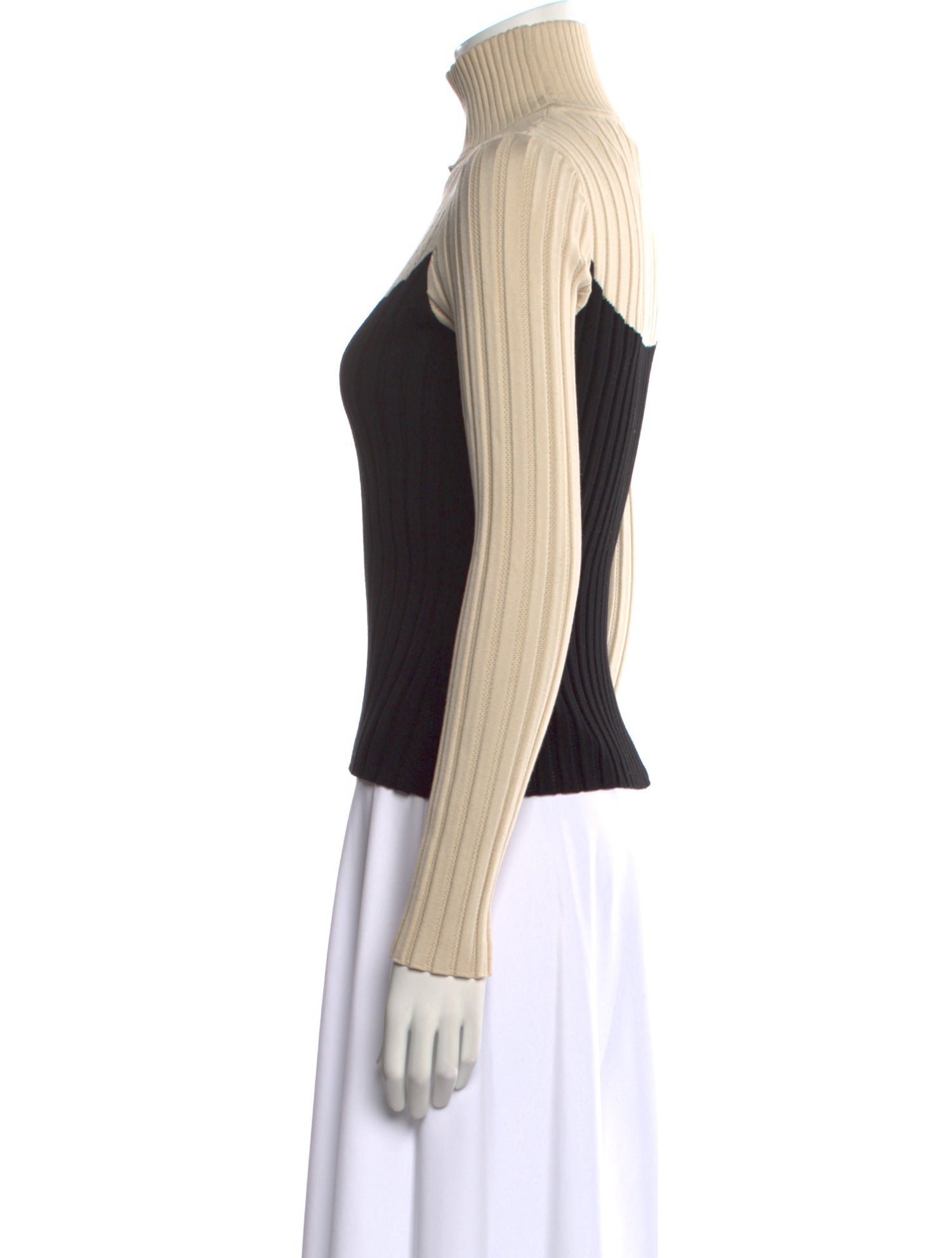 Tory Burch Colorblock Pattern Turtleneck Sweater