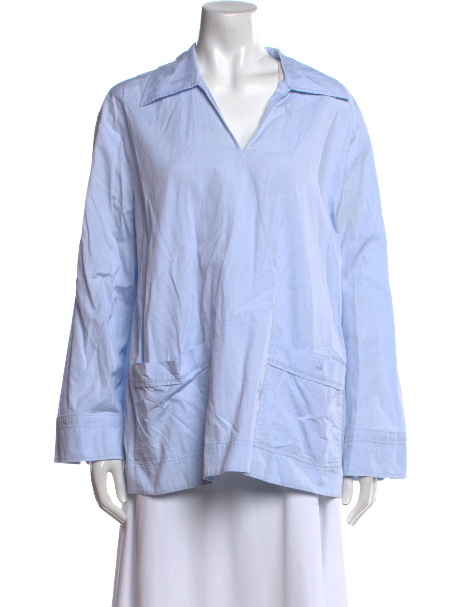 Tory Burch V-Neck Long Sleeve Button-Up Top
