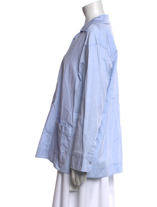 Tory Burch V-Neck Long Sleeve Button-Up Top