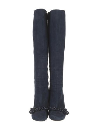 Tory Burch Suede Chain-Link Accents Boots