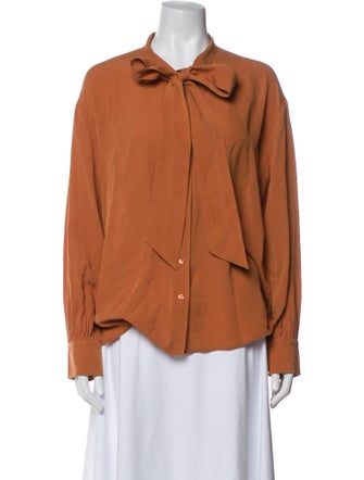 Tory Burch Silk Long Sleeve Button-Up Top