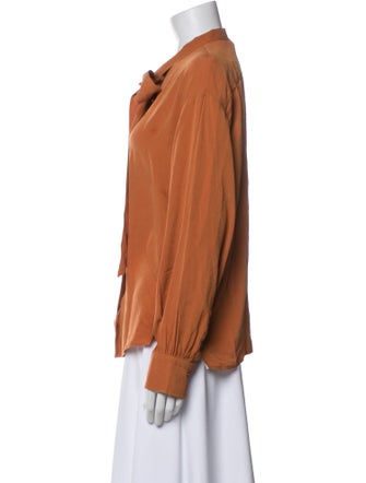 Tory Burch Silk Long Sleeve Button-Up Top