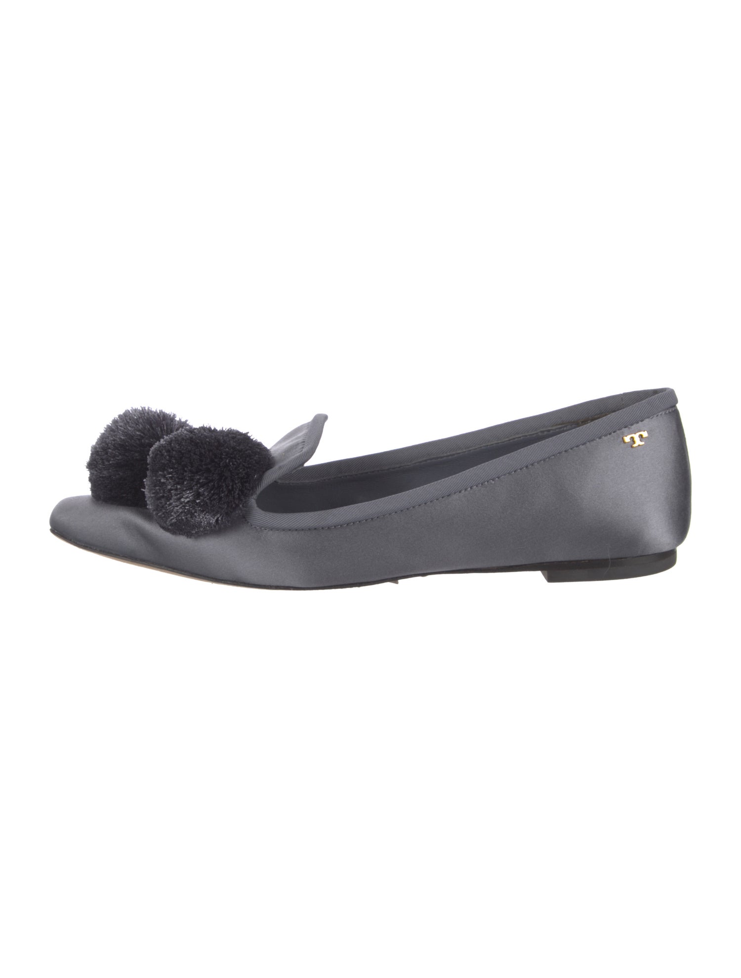 Tory Burch Satin Pom-Pom Embellishments Flats
